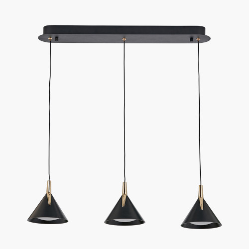 Pacific Lifestyle Astarion Matt Black And Gold 3 Drop LED Pendant