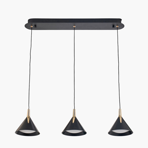 pacific lifestyle Astarion Matt Black and Gold 3 Drop LED Pendant