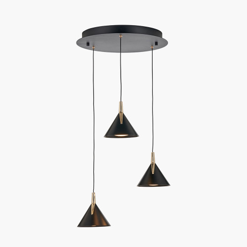 Pacific Lifestyle Astarion Matt Black And Gold Multi Drop LED Pendant