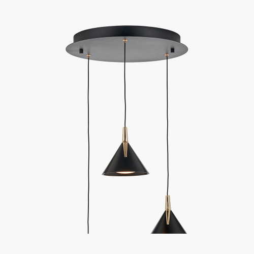 Pacific Lifestyle Astarion Matt Black And Gold Multi Drop LED Pendant