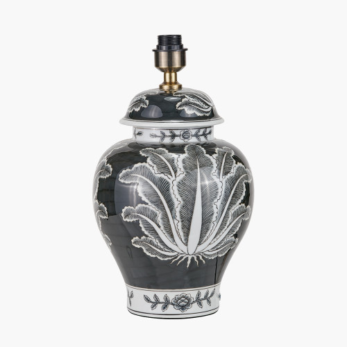 Pacific Lifestyle Asteria Black And White Feather Ceramic Urn Table Lamp Base