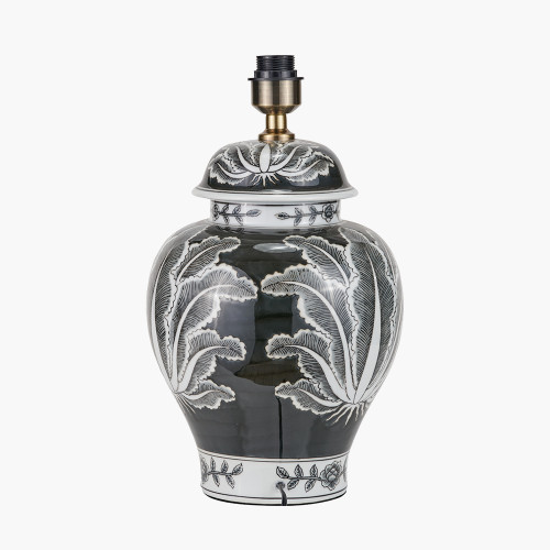 Pacific Lifestyle Asteria Black And White Feather Ceramic Urn Table Lamp Base