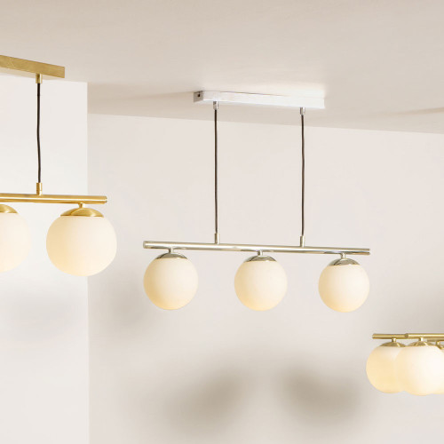 Pacific Lifestyle Asterope 3 White Orb And Shiny Chrome Metal Pendant
