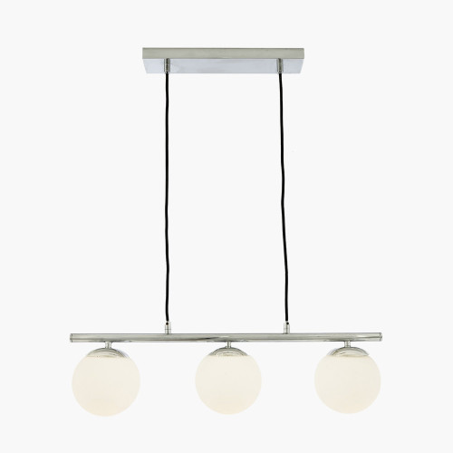 pacific lifestyle Asterope 3 White Orb and Shiny Chrome Metal Pendant