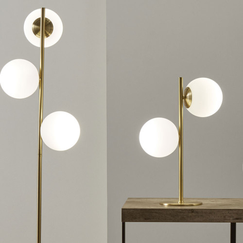 Pacific Lifestyle Asterope White Orb And Gold Metal Table Lamp