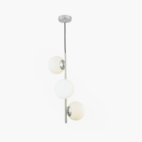 Pacific Lifestyle Asterope White Orb And Shiny Chrome Metal Pendant