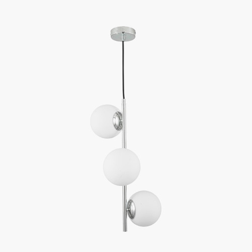 pacific lifestyle Asterope White Orb and Shiny Chrome Metal Pendant