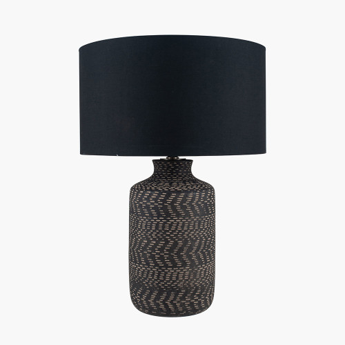 Pacific Lifestyle Atouk Textured Black Stoneware Table Lamp Base