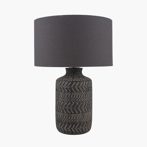 Pacific Lifestyle Atouk Textured Black Stoneware Table Lamp Base