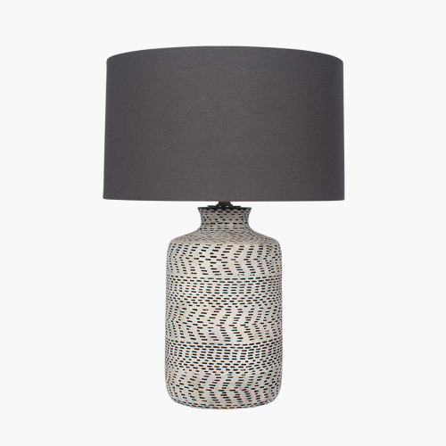 Pacific Lifestyle Atouk Textured Natural And Black Stoneware Table Lamp Base