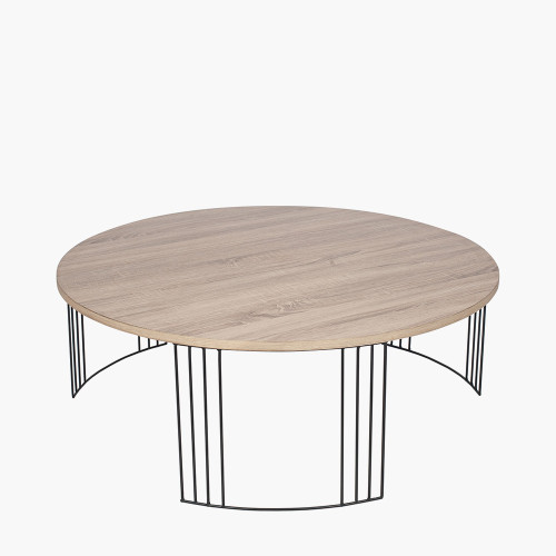 Pacific Lifestyle Atri Dark Oak Wood Veneer And Black Metal Coffee Table