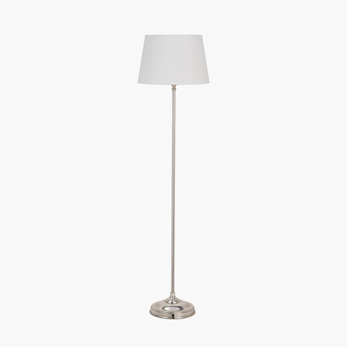 pacific lifestyle Auden Silver Metal Stick Floor Lamp Base with Adelaide 35cm Ivory Tapered Cotton Mix Lampshade