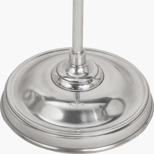 Pacific Lifestyle Auden Silver Metal Stick Floor Lamp Base With Kamilah 35cm Blue Chevron Patterned Mushroom Pleat Tapered Lamp Shade