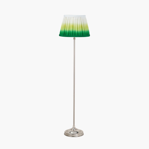 pacific lifestyle Auden Silver Metal Stick Floor Lamp Base with Savoie 14" Pleated Shade Emerald