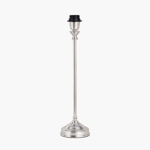 Pacific Lifestyle Auden Silver Metal Stick Table Lamp Base With Adelaide 25cm Ivory Tapered Cotton Mix Lampshade