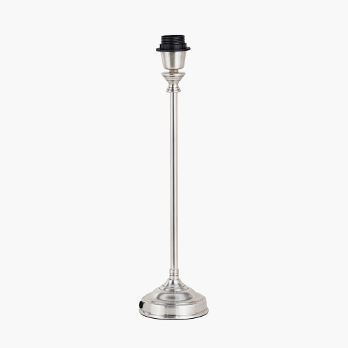 Pacific Lifestyle Auden Silver Metal Stick Table Lamp Base With Adelaide 25cm Ivory Tapered Cotton Mix Lampshade