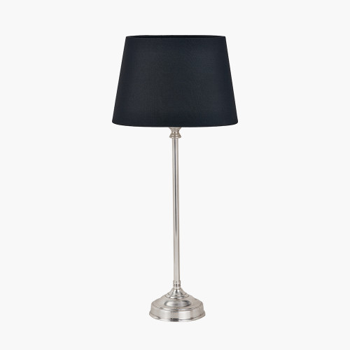pacific lifestyle Auden Silver Metal Stick Table Lamp Base with Adelaide 25cm Black Tapered Cotton Mix Lampshade