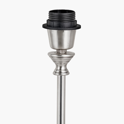 Pacific Lifestyle Auden Silver Metal Stick Table Lamp Base With Adelaide 25cm Steel Grey Tapered Cotton Mix Lampshade