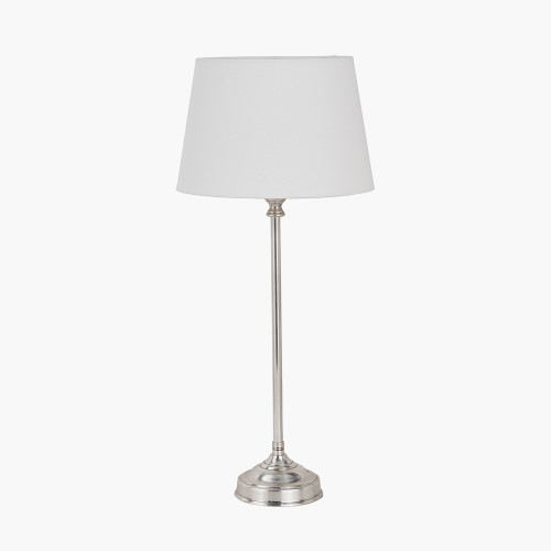 pacific lifestyle Auden Silver Metal Stick Table Lamp Base with Adelaide 25cm Ivory Tapered Cotton Mix Lampshade