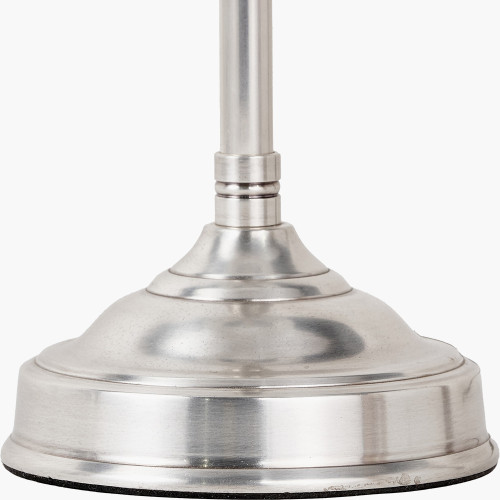 Pacific Lifestyle Auden Silver Metal Stick Table Lamp Base With Kamilah 14cm Blue Chevron Patterned Mushroom Pleat Tall Tapered Candle Clip Lampshade