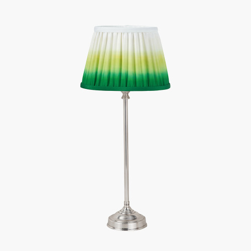 pacific lifestyle Auden Silver Metal Stick Table Lamp Base with Savoie 10" Pleated Shade Emerald