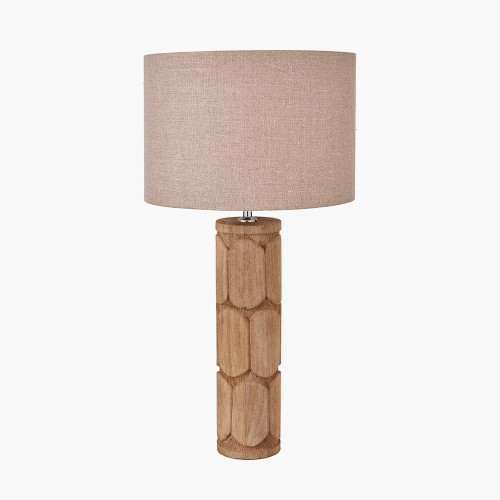 Pacific Lifestyle Aurelia Embossed Natural Wood Tall Table Lamp Base