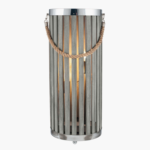 Pacific Lifestyle Austell Grey Wash Wood Large Lantern Floor Lamp