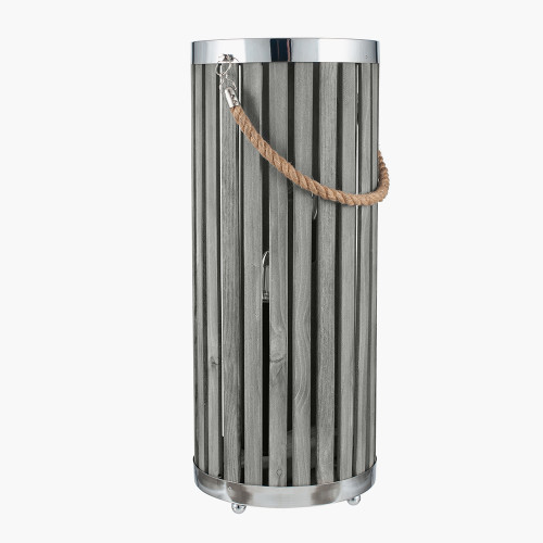 Pacific Lifestyle Austell Grey Wash Wood Large Lantern Floor Lamp