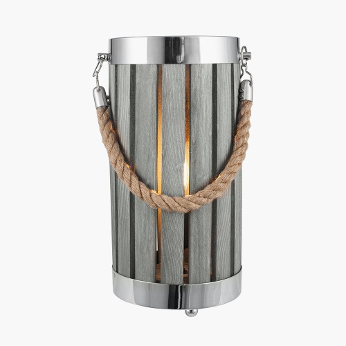 Pacific Lifestyle Austell Grey Wash Wood Small Lantern Table Lamp