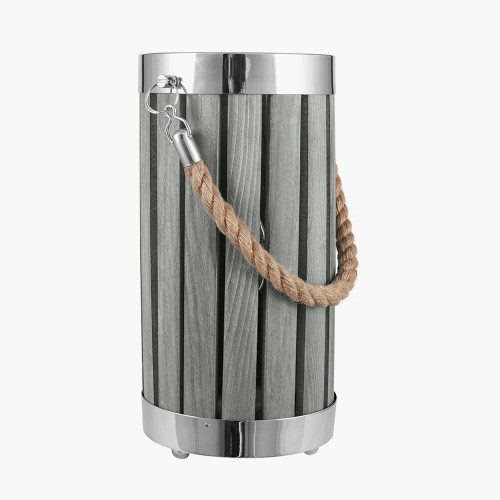 Pacific Lifestyle Austell Grey Wash Wood Small Lantern Table Lamp