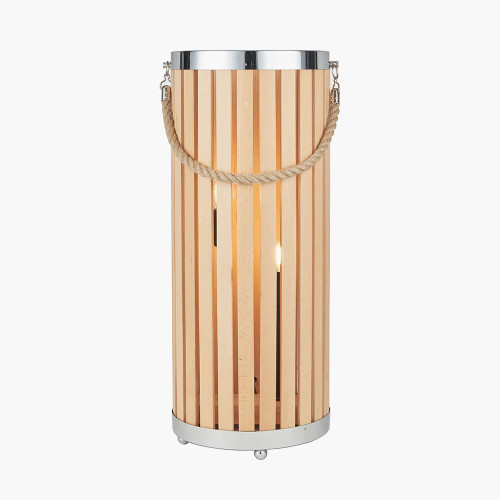Pacific Lifestyle Austell Natural Wood Large Lantern Floor Lamp