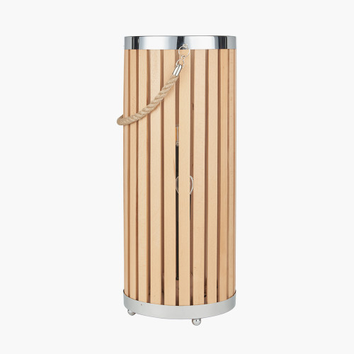Pacific Lifestyle Austell Natural Wood Large Lantern Floor Lamp