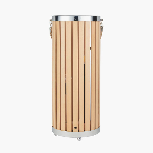 Pacific Lifestyle Austell Natural Wood Large Lantern Floor Lamp