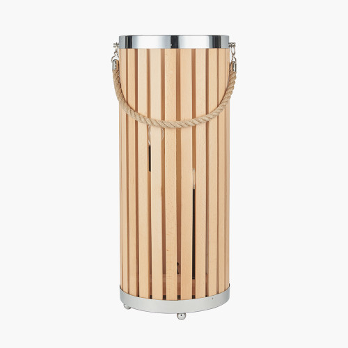 pacific lifestyle Austell Natural Wood Large Lantern Floor Lamp