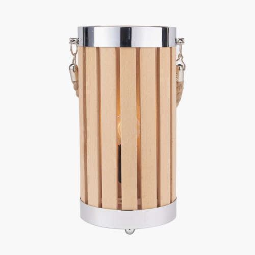 Pacific Lifestyle Austell Natural Wood Small Lantern Table Lamp