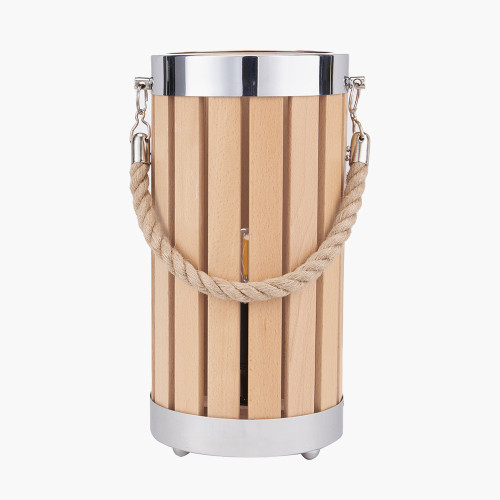 pacific lifestyle Austell Natural Wood Small Lantern Table Lamp