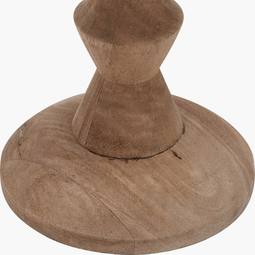 Pacific Lifestyle Ayra Natural Modernist Large Turned Wood Table Lamp Base With Thiago 40cm Cinnamon Stripe Mushroom Pleat Tapered Lampshade