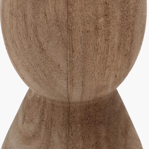 Pacific Lifestyle Ayra Natural Modernist Large Turned Wood Table Lamp Base With Winston 40cm Mustard Handloom Tapered Lampshade