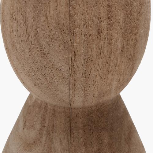 Pacific Lifestyle Ayra Natural Modernist Large Turned Wood Table Lamp Base With Winston 40cm Tobacco Handloom Tapered Lampshade