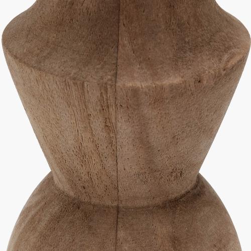 Pacific Lifestyle Ayra Natural Modernist Large Turned Wood Table Lamp Base With Winston 40cm Taupe Handloom Tapered Lampshade