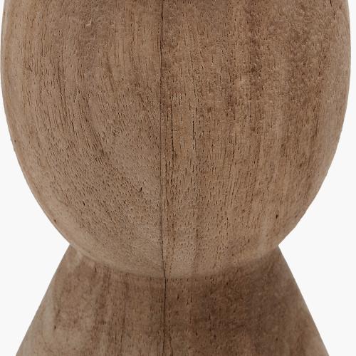 Pacific Lifestyle Ayra Natural Modernist Large Turned Wood Table Lamp Base With Henry 40cm White Handloom Cylinder Lampshade