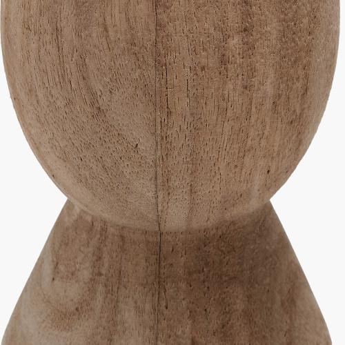 Pacific Lifestyle Ayra Natural Modernist Large Turned Wood Table Lamp Base With Henry 40cm Mustard Handloom Cylinder Lampshade