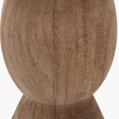 Pacific Lifestyle Ayra Natural Modernist Large Turned Wood Table Lamp Base With Henry 40cm Tobacco Handloom Cylinder Lampshade