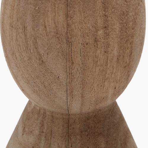 Pacific Lifestyle Ayra Natural Modernist Large Turned Wood Table Lamp Base With Thiago 40cm Ocean Blue Stripe Mushroom Pleat Tapered Lampshade