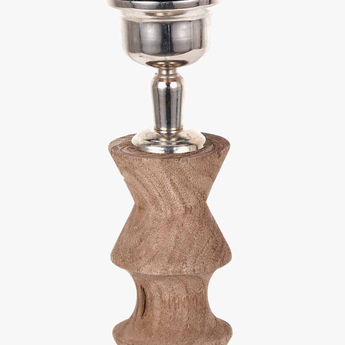 Pacific Lifestyle Ayra Natural Modernist Turned Wood Table Lamp Base With Winston 35cm White Handloom Tapered Lampshade