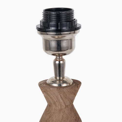 Pacific Lifestyle Ayra Natural Modernist Turned Wood Table Lamp Base With Winston 35cm White Handloom Tapered Lampshade