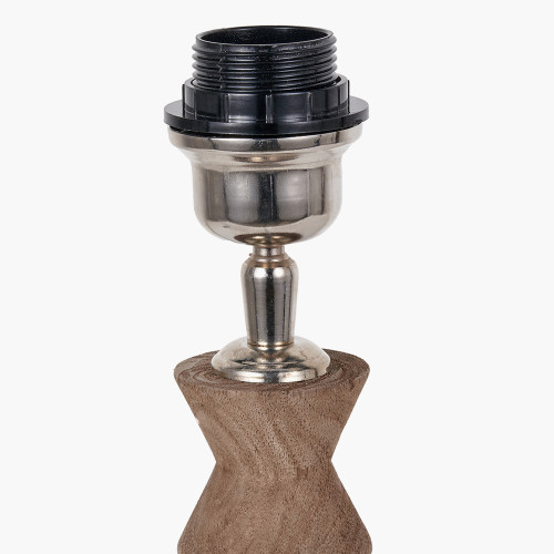 Pacific Lifestyle Ayra Natural Modernist Turned Wood Table Lamp Base With Henry 35cm White Handloom Cylinder Lampshade