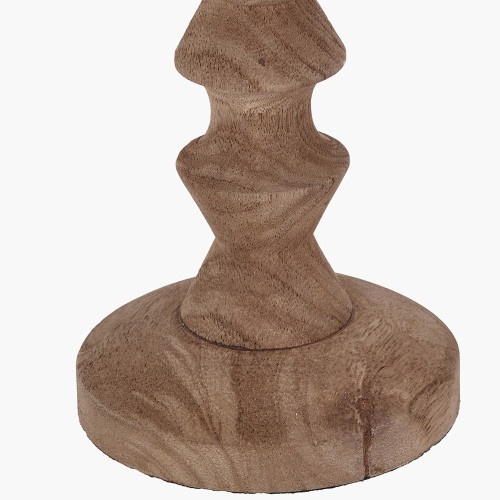 Pacific Lifestyle Ayra Natural Modernist Turned Wood Table Lamp Base With Henry 35cm White Handloom Cylinder Lampshade