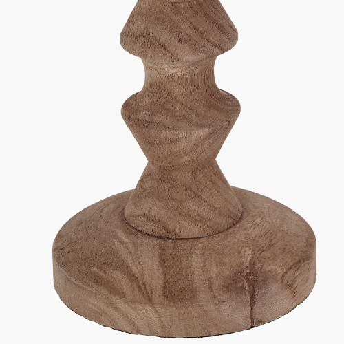 Pacific Lifestyle Ayra Natural Modernist Turned Wood Table Lamp Base With Henry 35cm Tobacco Handloom Cylinder Lampshade