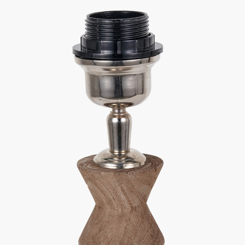 Pacific Lifestyle Ayra Natural Modernist Turned Wood Table Lamp Base With Thiago 35cm Ocean Blue Stripe Mushroom Pleat Tapered Lampshade